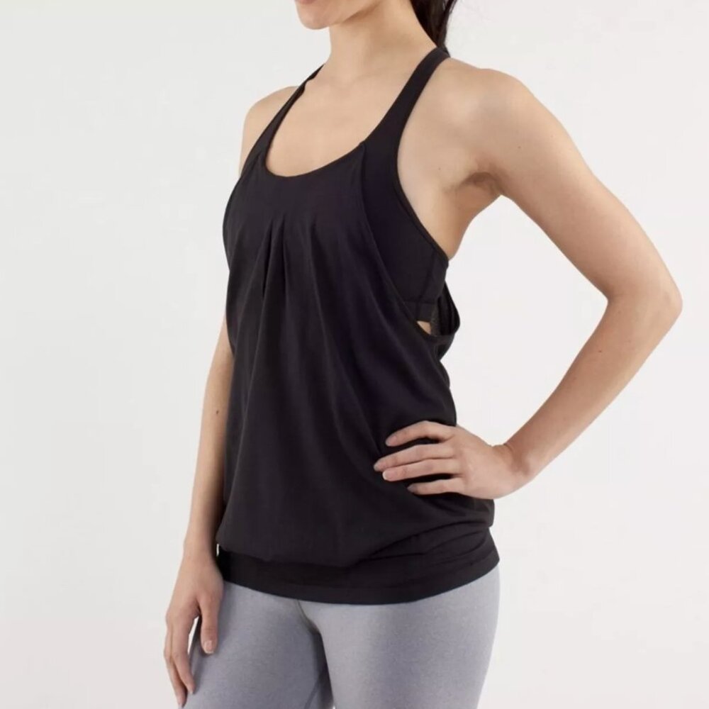 Lululemon No Limits Black on Black Racerback Tank Top womens M